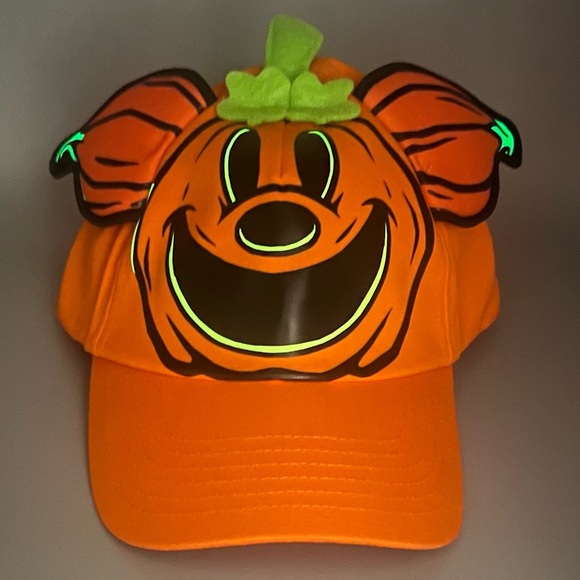 Disney 2024 MICKEY MOUSE 🎃 Pumpkin Glow in the Dark Baseball Hat Adult Size NEW - Picture 2 of 11